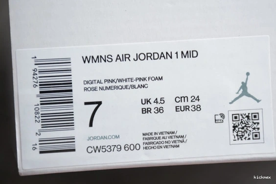 CW5379-600 Pink Air CW5379-600 (W) Jordan 1 Mid Digital 0515